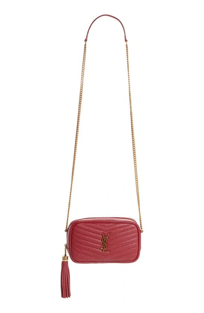 Shop Saint Laurent Mini Lou Quilted Leather Crossbody Bag In Rouge Opium