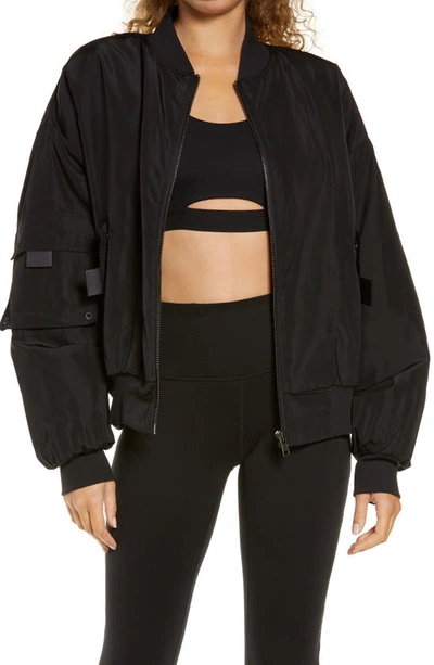 Shop Alo Yoga It Girl Bomber Jacket In Black