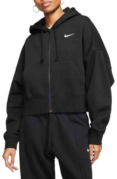 Nike Sportswear Essential Women's Full-zip Fleece Hoodie In Black/ White |  ModeSens