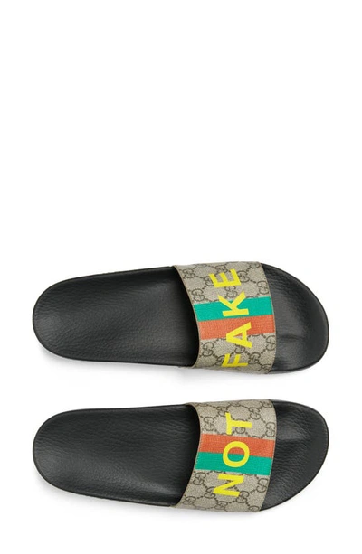 Shop Gucci Pursuit Fake/not Slide Sandal In Brown