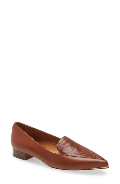 Shop Tory Burch Lila Pointed Toe Loafer In Ambra/ Cognac