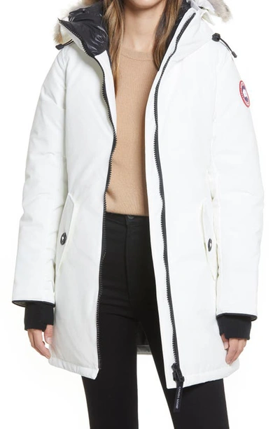 Shop Canada Goose Rosemont Arctic Tech 625 Fill Power Down Parka With Genuine Coyote Fur Trim In North Star White
