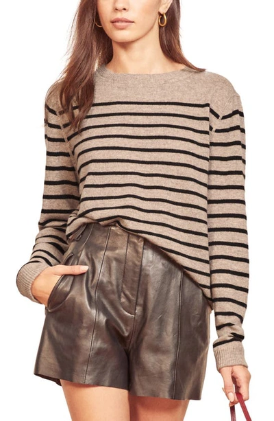 Shop Reformation Cashmere Sweater In Oatmeal Stripe