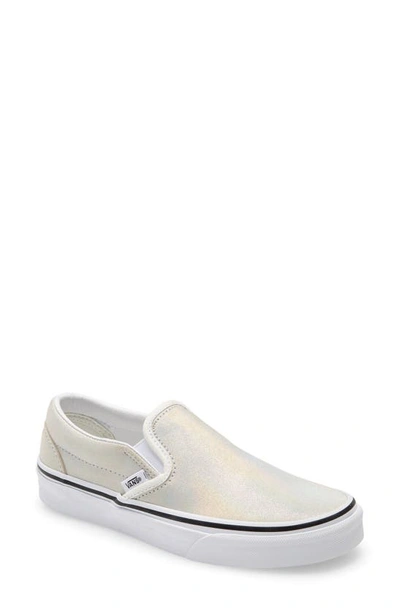 Vans Ua Classic Slip on Iridescent Suede Sneakers In White In Prism Metallic Blanc De Blanc ModeSens