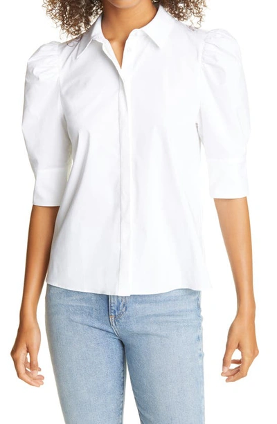 Shop Alice And Olivia Willa Puff Sleeve Blouse In Off White