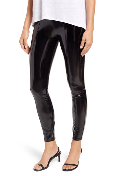 Shop Spanxr Faux Patent Leather Leggings In Classic Black