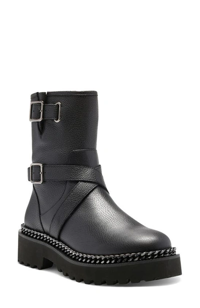 Shop Vince Camuto Messtia Moto Bootie In Black Leather