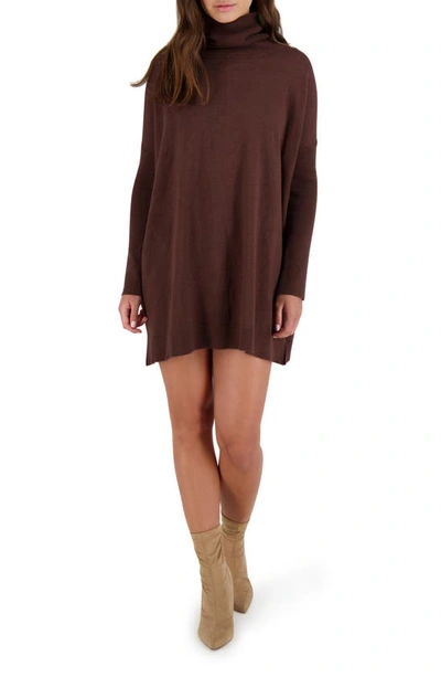 Shop Bb Dakota Hug Me Tight Turtleneck Long Sleeve Sweater Dress In Walnut