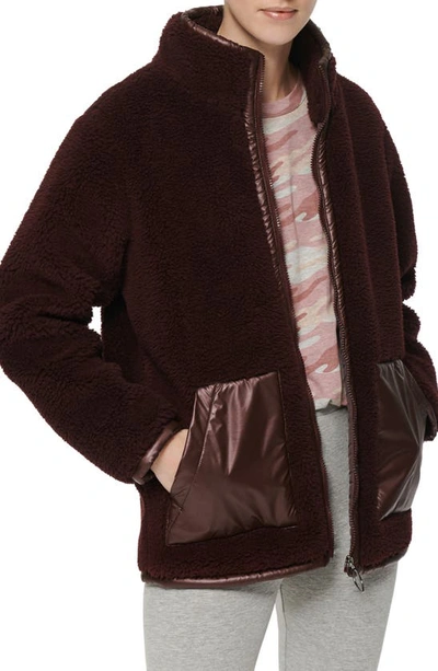 Shop Marc New York Mixed Media Faux Shearling Jacket In Burgundy
