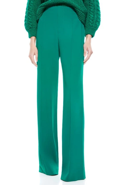Shop Alice And Olivia Dylan Clean High Waist Wide Leg Pants In Dark Teal