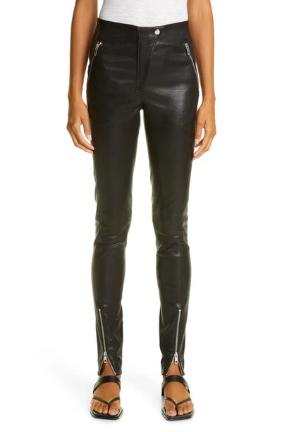 Shop Rag & Bone Simone Leather Moto Pants In Black