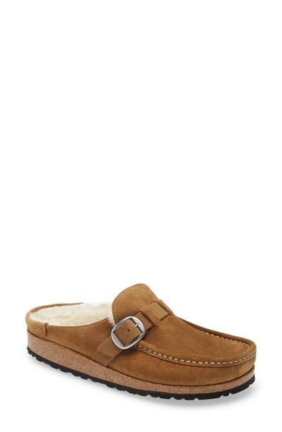 Birkenstock Women's Buckley Shearling Slip On Shoes In Tea In Tea Suede