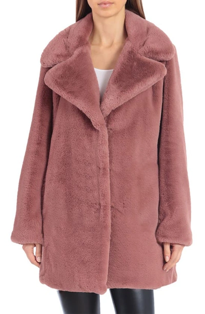 Shop Avec Les Filles Faux Fur Notched Collar Coat In Rose Mauve