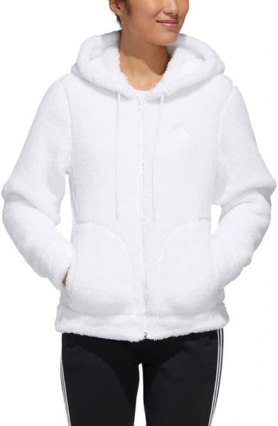 Shop Adidas Originals Fleece Hoodie In White