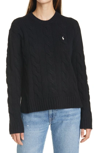 Shop Polo Ralph Lauren Classic Cable Knit Wool & Cashmere Sweater In Polo Black