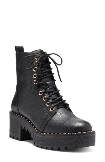 Shop Vince Camuto Mecale Lace-up Bootie In Black Leather