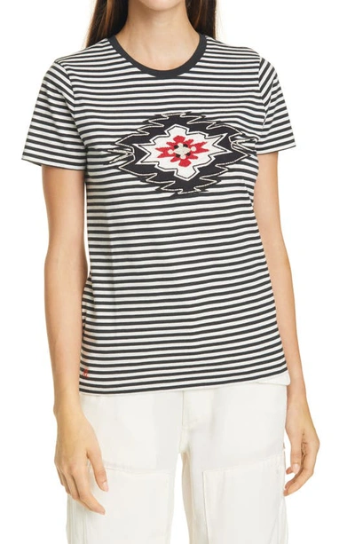 Shop Polo Ralph Lauren Stripe Applique T-shirt In Black Mask/ Nevis