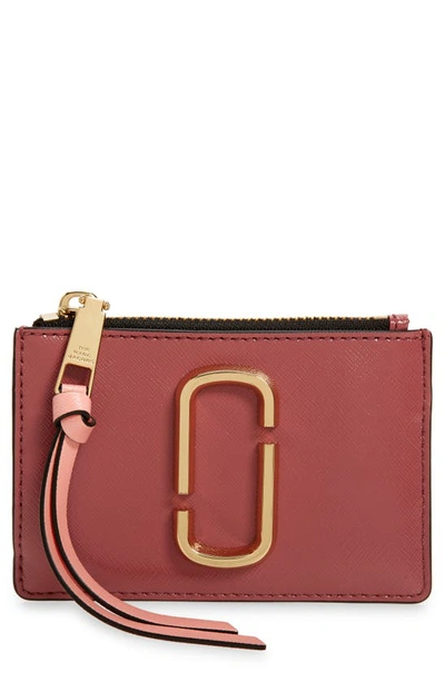 Shop The Marc Jacobs Snapshot Leather Id Wallet In Dusty Ruby Multi