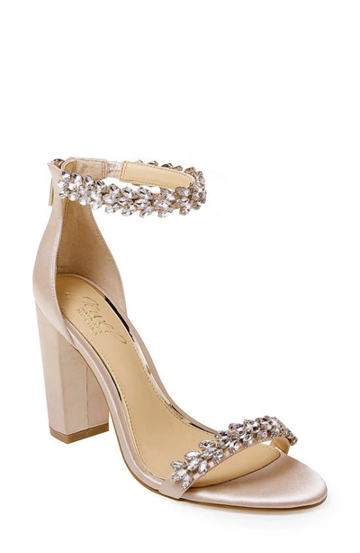 Shop Jewel Badgley Mischka Jewel By Badgley Mischka Mayra Embellished Ankle Strap Sandal In Champagne Satin