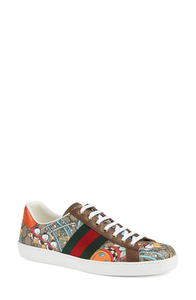 Shop Gucci X Disney Ace Donald Duck Low Top Sneaker In Brown