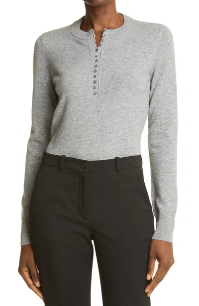 Shop Theory Cashmere Henley Sweater In Husky