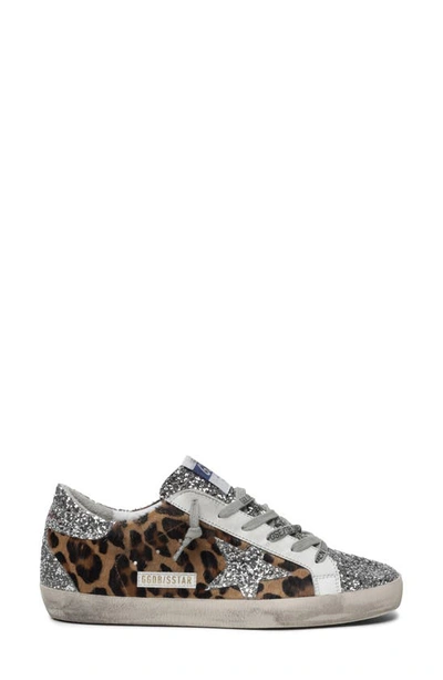 Shop Golden Goose Super-star Leopard Print Genuine Calf Hair Sneaker In Silver/ Brown Black Leo