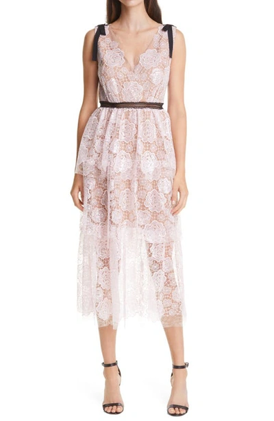 Shop Self-portrait Starlet Sequin Rose Lace Sleeveless Dress In Rose Pink
