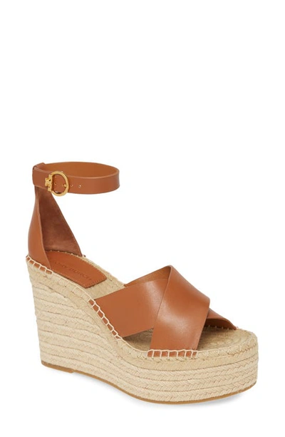 Tory Burch Selby 105 Leather Wedge Espadrilles In Ambra | ModeSens