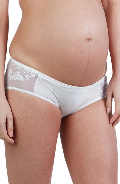 Shop Cache Coeur Louise Embroidered Maternity Shorts In Ivory