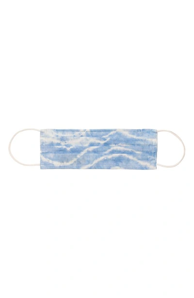 Shop Nicole Miller Adult Tie Dye Pleated Cotton Face Mask In Blue