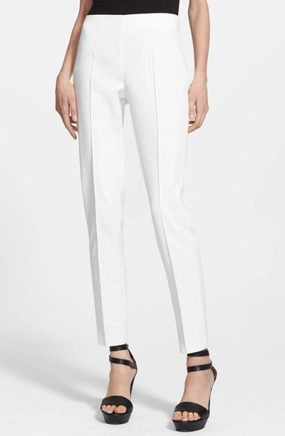 Shop Akris Melissa Slim Techno Cotton Blend Pants In Off White