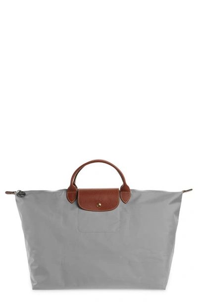 Shop Longchamp 'le Pliage' Overnighter In Grey