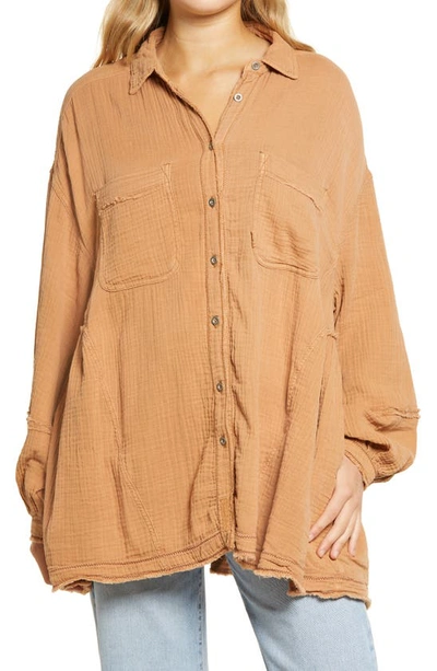 Free People Anaheim Double Cloth Top In Camel | ModeSens