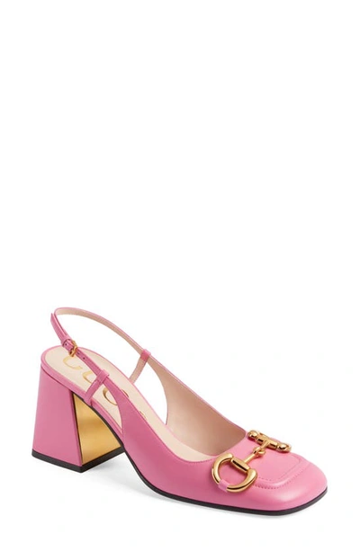 Gucci Baby Horsebit-detailed Leather Slingback Pumps In Pink | ModeSens