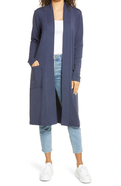 Shop Bobeau Duster Cardigan In Dark Denim