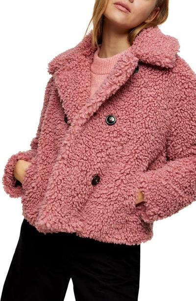 Shop Topshop Ami Borg Faux Fur Jacket In Blush