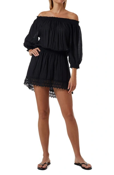 Shop Melissa Odabash Ivy Off The Shoulder Cover-up Dress In Black