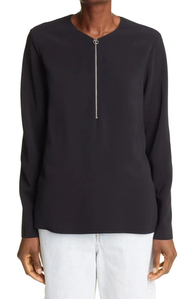 Shop Stella Mccartney Arlesa Half Zip Stretch Cady Top In Black