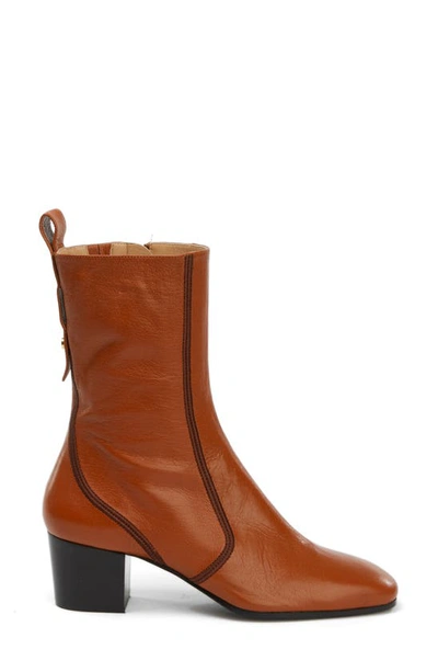 Shop Chloé Goldee Bootie In Smooth Brown