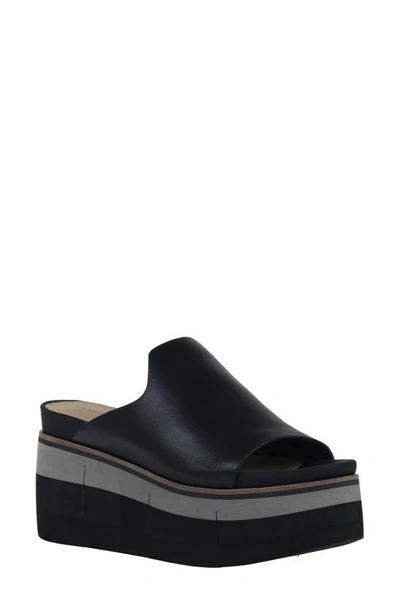 Shop Naked Feet Flow Wedge Slide Sandal In Black Leather
