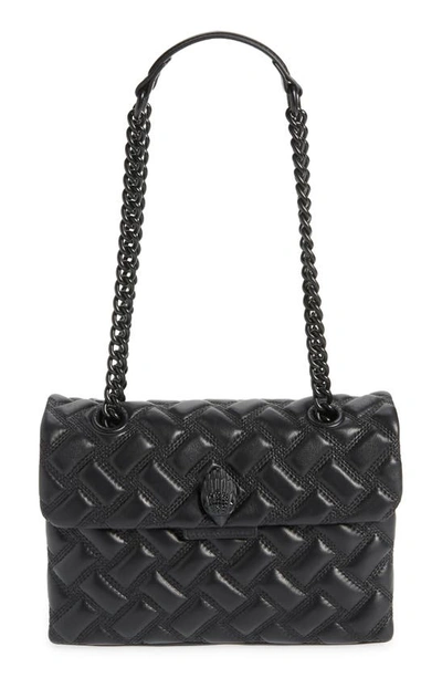 Shop Kurt Geiger Kensington Drench Leather Shoulder Bag In Black