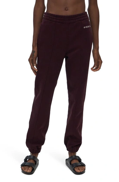 Shop Helmut Lang Logo Brushed Cotton Sweatpants In Crimson Night