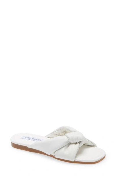Shop Steve Madden Entrada Knot Slide Sandal In White Leather