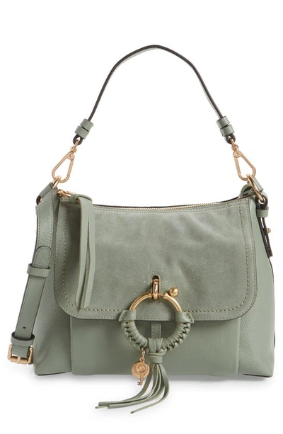 Shop See By Chloé Small Joan Leather Shoulder Bag In Misty Forest