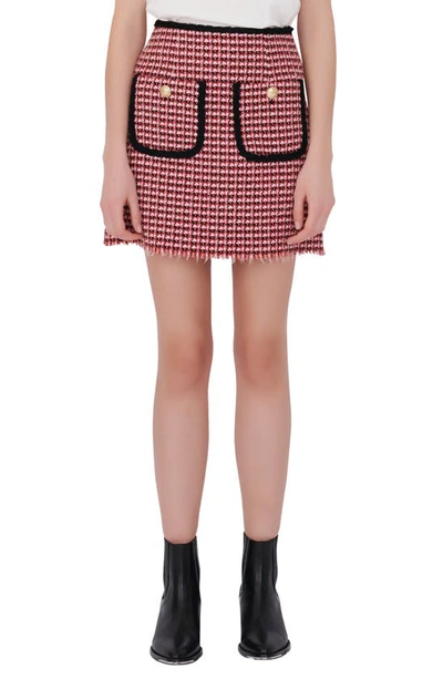 Shop Maje Tweed Miniskirt In Fuchsia