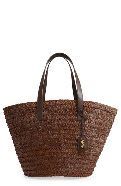 Shop Saint Laurent Panier Basket Tote In Brown/new Nut