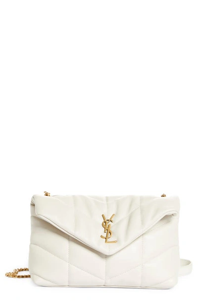 Shop Saint Laurent Toy Loulou Puffer Quilted Leather Crossbody Bag In Crema Soft
