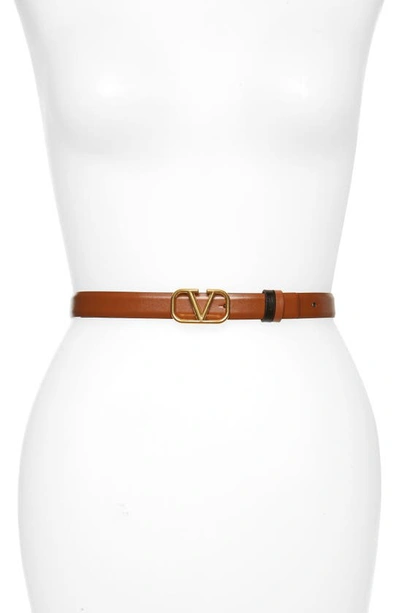 Shop Valentino Vlogo Buckle Reversible Leather Belt In 11j Selleria-nero