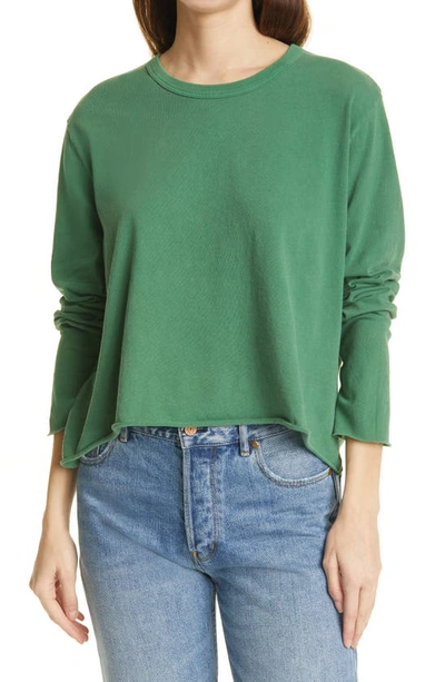 Shop The Great The Long Sleeve Crop Tee In Bottle Green