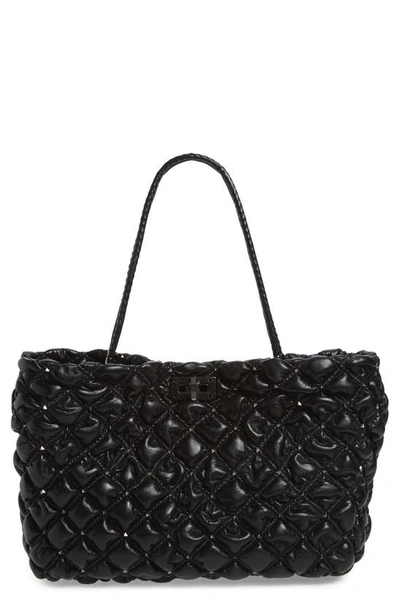 Shop Valentino Spikeme Quilted Leather Tote In Nero